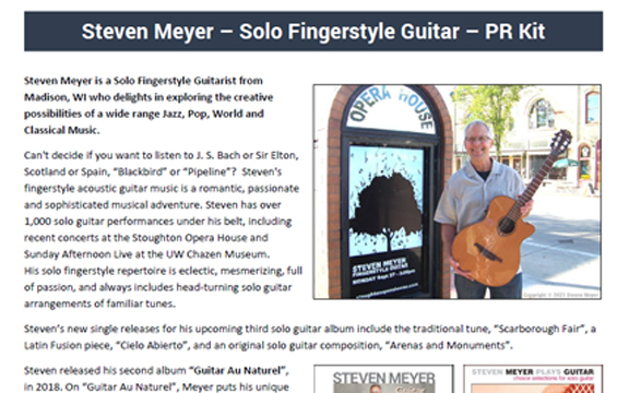 Steven Meyer Guitarist PR Kit